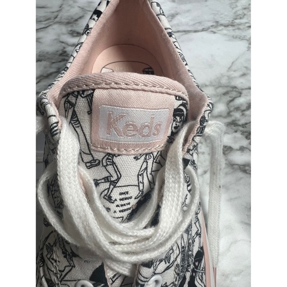 Keds Womens Size 8 Sneakers Archie Comic Book Black White Pink Shoes - Picture 4 of 6